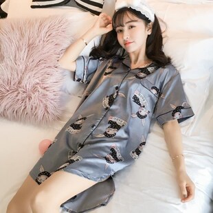 Summer Ladies Sleepwear Female Ice Silky Satin Night Dress
