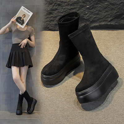 厚底马丁靴女瘦瘦马丁靴短靴中筒