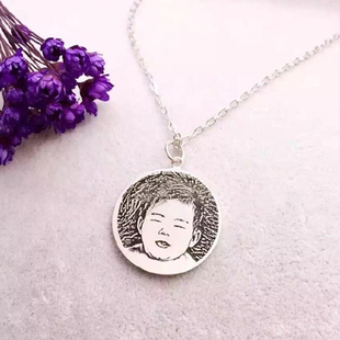 银牌订制名字拼音项链生 日礼物项圈 女 男 纯银金牌吊坠私人定制