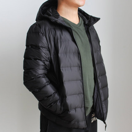 无印工坊2020冬季新款男士休闲白鸭绒带帽轻型短款羽绒服保暖外套