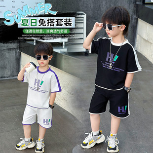 儿童夏季休闲套装男童夏天短袖短裤两件套小童男孩运动穿搭透气
