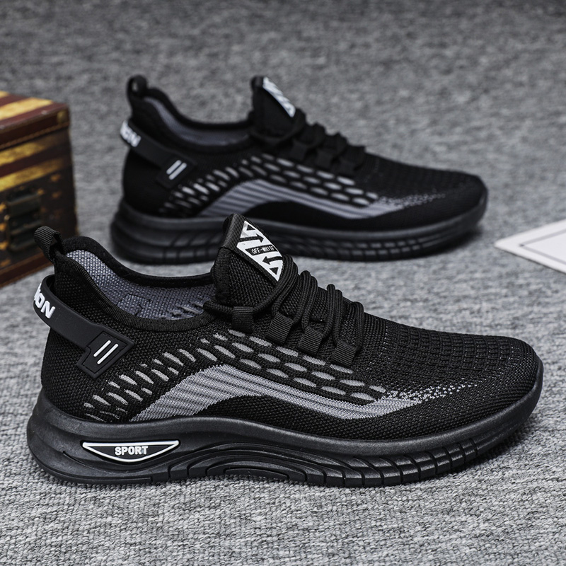 飞织网面透气男鞋软底防滑休闲鞋