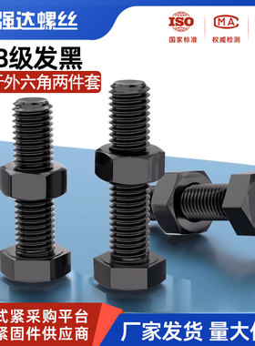 8.8级发黑细牙外六角螺丝螺母套装钉螺栓螺钉M8M10M12M14M16M20
