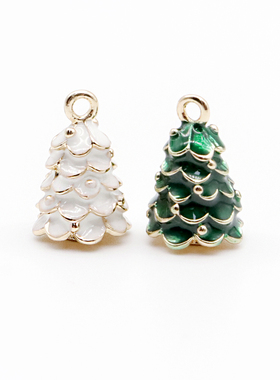 贵和配件立体圣诞树挂坠拉链扣日本进口kiwaDIY锌合金镀色新品