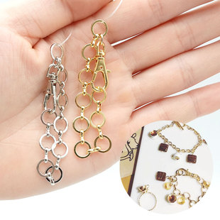 全长12cm镀金银色圈圈钥匙扣包包挂头日本贵和kiwa手工DIY配件