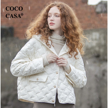 cococasa小个子轻薄白鸭绒紫色羽绒服女短款2023冬新白色超轻外套
