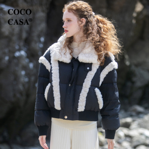 cococasa小个子派克时尚鸭绒羽绒服女短款2023冬新零鹅绒欧货外套