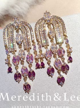 Meredith&Lee法式优雅浪漫紫色宫廷复古流苏时尚精致轻奢流苏耳环