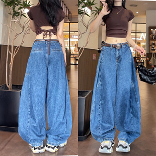 61130裁片结构设计弯刀裤2025年夏季新款宽松洗水做旧牛仔裤长裤
