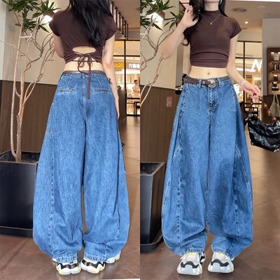 61130裁片结构设计弯刀裤2025年夏季新款宽松洗水做旧牛仔裤长裤