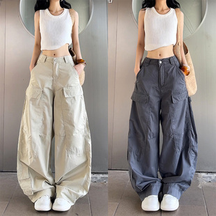 天丝棉工装 纯色百搭直筒街头休闲裤 裤 新款 女2026年春季 65520薄款