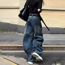 宽松阔腿直筒微喇设计休闲裤 新款 女2025秋季 91136巴家弯刀牛仔裤