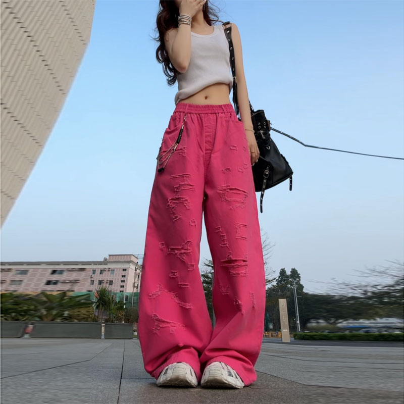 （现货）11866破洞休闲裤假破洞裤子2025年新款男女设计洗水