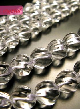 天然巴西白水晶S珠扭珠圆珠diy手链项链材料半成品