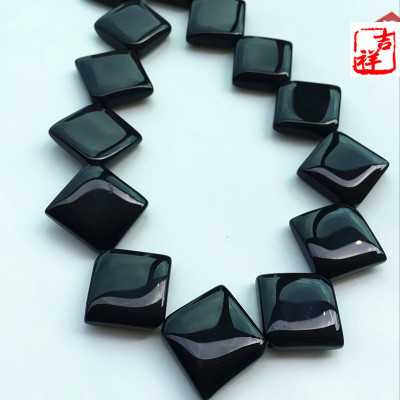 天然黑玛瑙对角方片6*20mmdiy手链项链吊坠串珠首饰材料配件