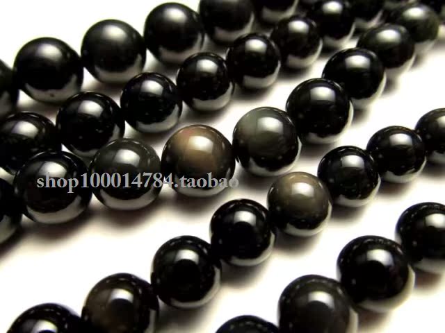 diy纯天然彩虹眼黑曜石手链散珠