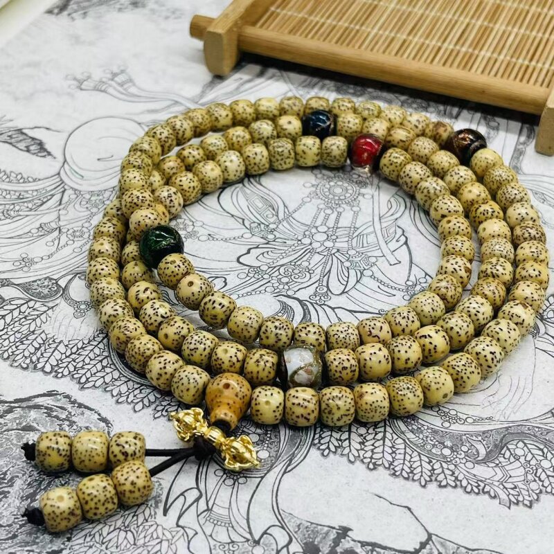 星月菩提籽包浆108颗佛珠念珠手串男女项链五路财神香灰琉璃饰品
