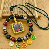 五路财神香灰琉璃多宝财神五福唐卡汽车挂件后视镜挂饰品吊坠礼品