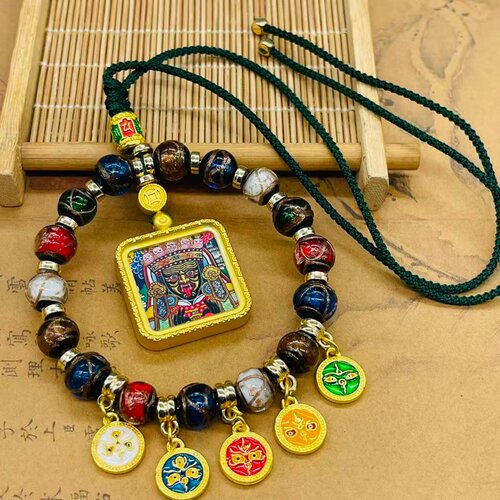 香灰琉璃财神五福唐卡汽车挂件