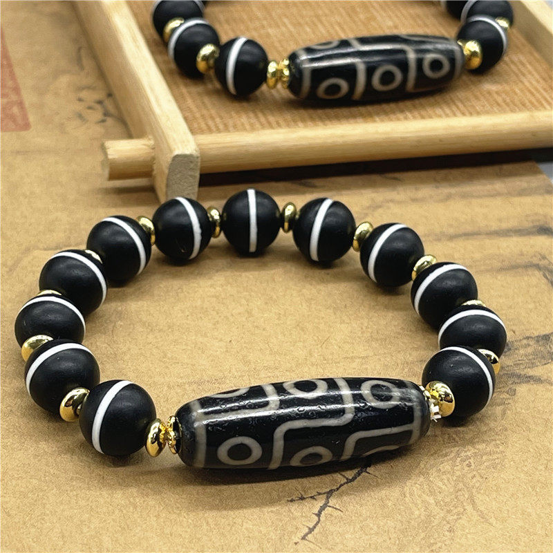 保真西藏特色配饰品一线九眼天珠天然玛瑙手串做旧老天珠手链男女