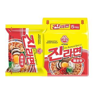 韩国不倒翁金拉面真泡面进口方便面韩式ottogi正宗原味辣味速食