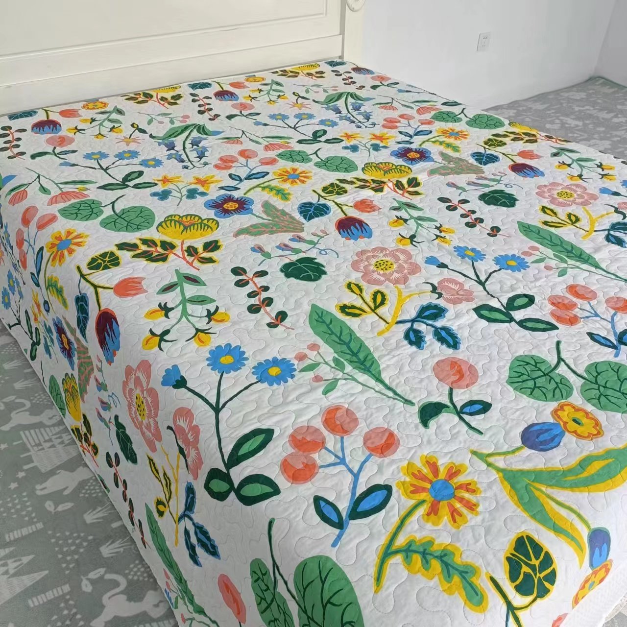 库存处理外贸尾单100%纯棉床盖单件200*230cm全棉双人绗缝被特价