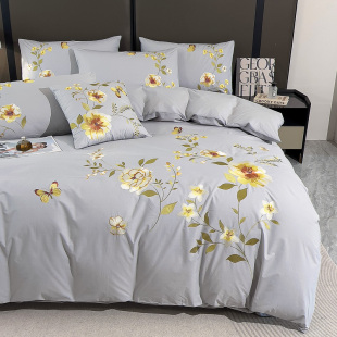 重磅刺绣 外贸出口纯棉被套枕套加厚斜纹100%全棉被罩绣花四件套