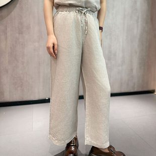 慵懒风 女士九分裤 出口日单 外贸雨露麻100%纯汉麻纯色山本直筒裤