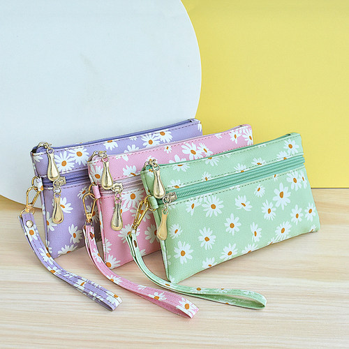 拾悦手拿包百搭印花拉链小方包