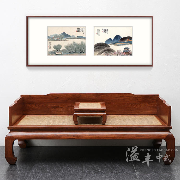 新中式仿古家具古典客厅实木沙发老榆木加厚三围素面罗汉床两件套