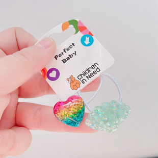 现货韩版幼儿女童扎头发橡皮筋兔子大象企鹅粉猫皇冠卡通亮丝发圈