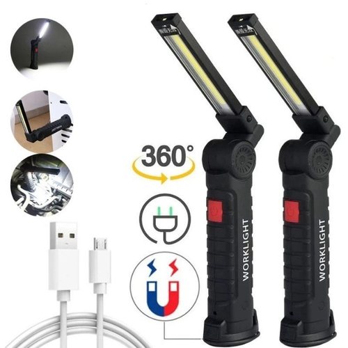 USB充电COB工作灯带磁铁可折叠LED检修灯户外照明手电筒维修灯