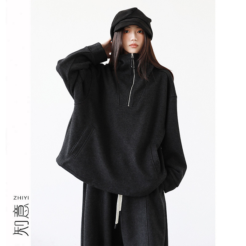 慵懒运动羊毛醋酸卫衣套装女