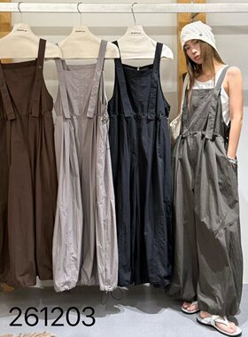 becabeau女装261203夏季韩版宽松大码胖mm慵懒休闲风工装背带长裤