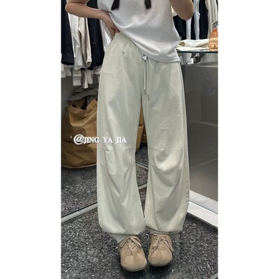 JYJ静雅8209夏女薄款时尚宽松大码胖mm休闲高腰直筒薄款弯刀卫裤