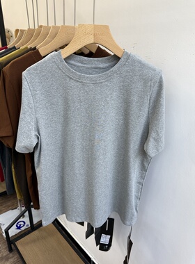 小王家73217秋装女新款韩版宽松大码胖mm休闲纯色圆领短袖T恤上衣