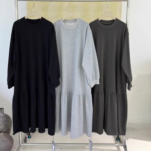 宽松大码 becabeau女装 韩版 新品 胖mm孕妇慵懒松弛风卫衣裙长裙 秋季