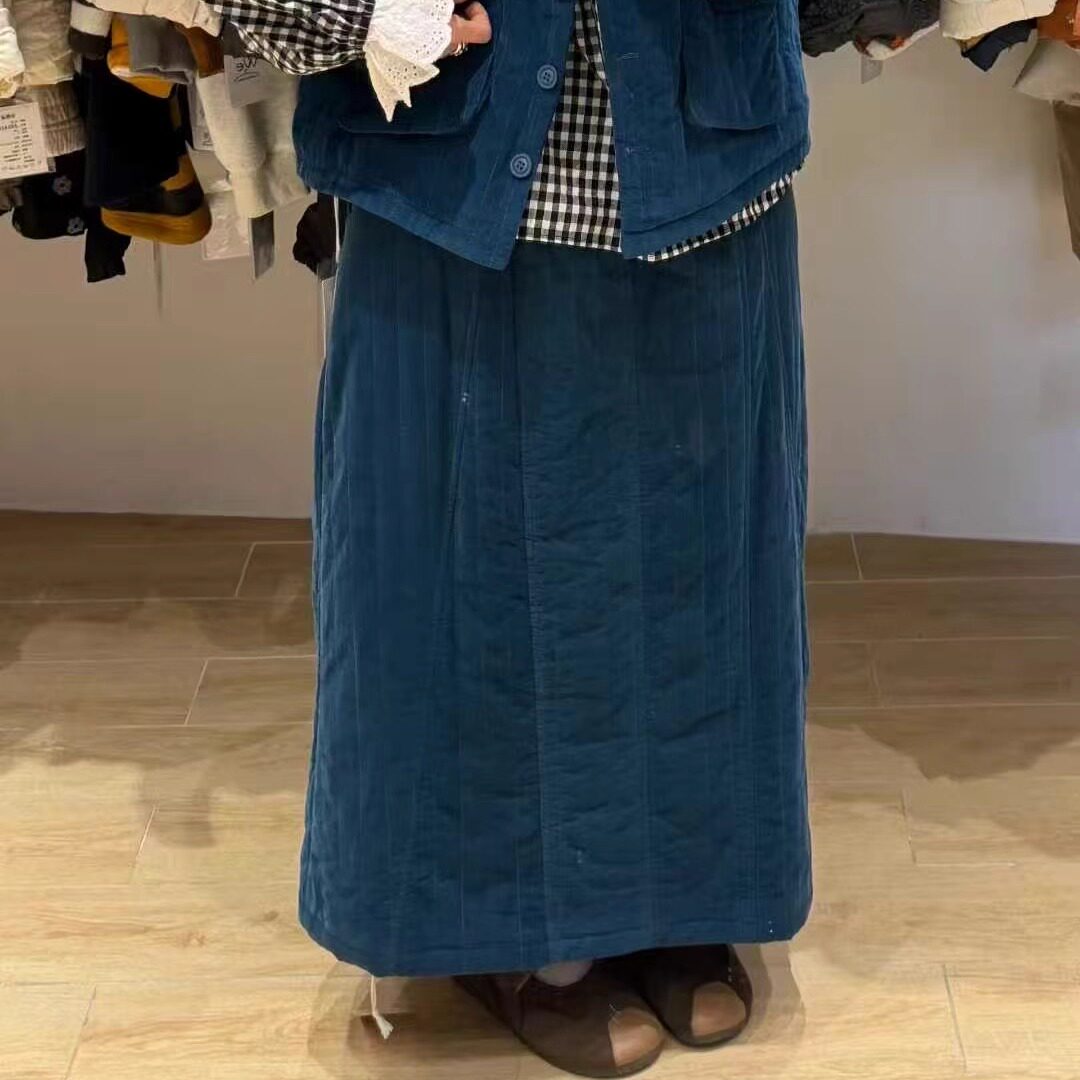 WE女装5433冬加厚韩版宽松大码胖mm慵懒风松紧高腰抽绳直筒半身裙