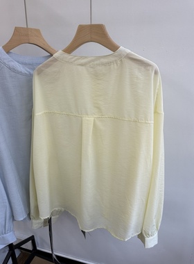 小王家90089夏女薄款韩版宽松大码胖mm休闲慵懒圆领长袖防晒衬衫