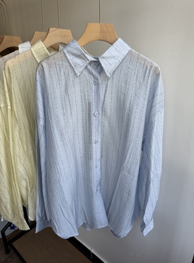 小王家73170夏女神韩版宽松大码胖mm休闲慵懒风薄款长袖防晒衬衫