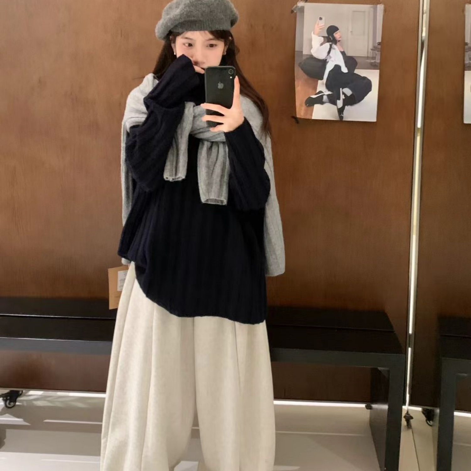 大7女装M12682冬季高领坑条韩版宽松大码胖mm慵懒慵懒风针织毛衣