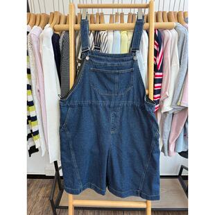 胖mm慵懒休闲五分牛仔背带短裤 宽松大码 01057春夏韩版 小王家女装