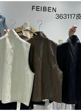 非本363117秋女皮衣马甲韩版宽松大码胖mm休闲慵懒工装风背心外套