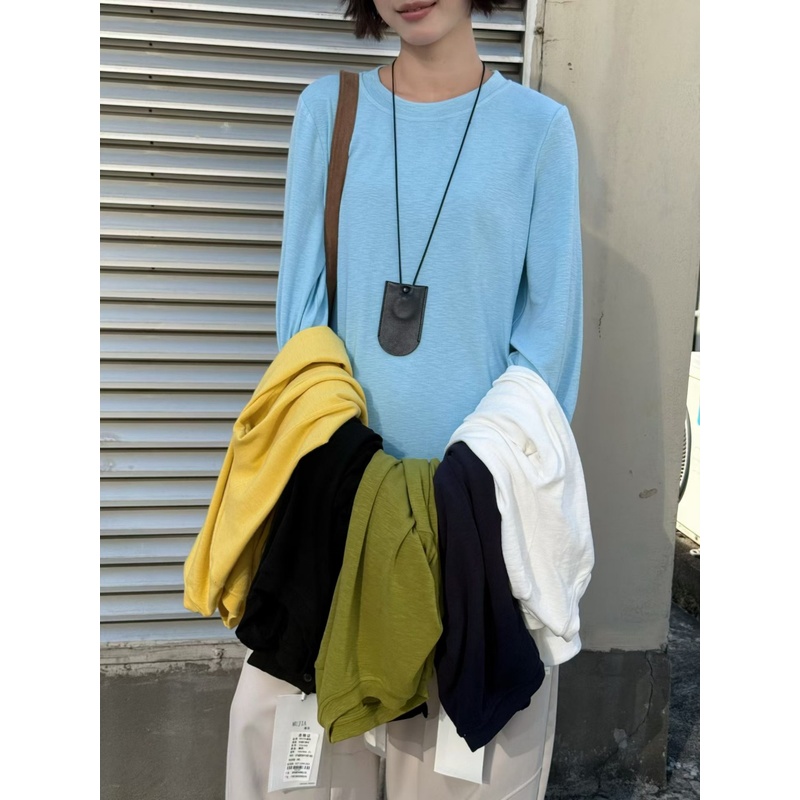 幕茄女装552389冬亲肤宽松大码胖mm慵懒松弛风扣子长袖T恤打底衫