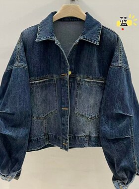 WE女65402春季洋气宽松大码胖mm慵懒休闲风百搭复古翻领牛仔外套
