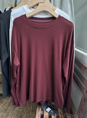 小王家52027秋女弹力亲肤韩版宽松大码胖mm圆领纯色长袖T恤打底衫