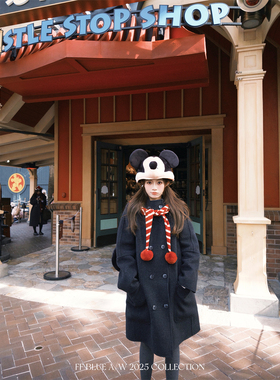 FF BLUE 署名为冬 70绵羊毛天丝山羊绒800g双面尼大衣外套中长款