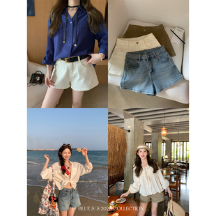 BLUE 三色高腰牛仔短裤 3.30new 百搭好穿 海滨假日