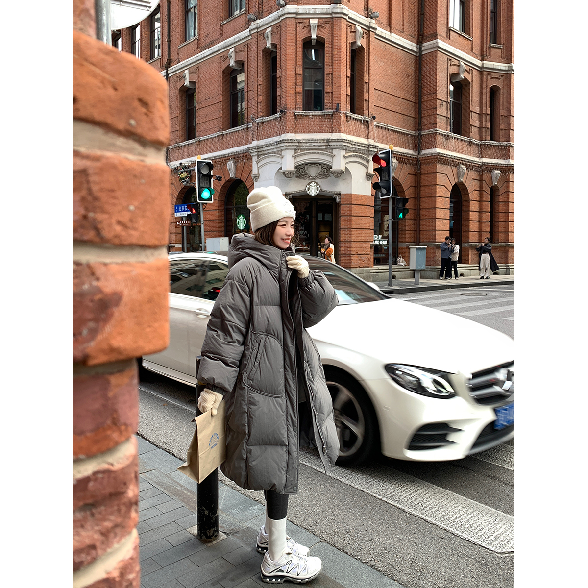 FFBLUE小被子水泥灰羽绒服