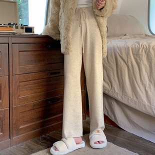 百搭功臣敲密垂顺针织直筒裤 巨显瘦 3色 BLUE